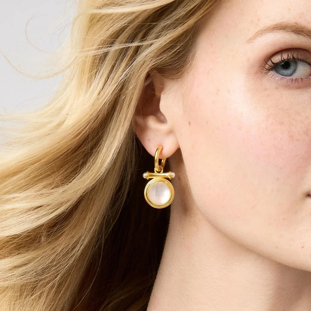 Julie Vos • Bamboo Hoop & Charm Earrings | Clear Iridescent ⭐️⭐️⭐️⭐️⭐️